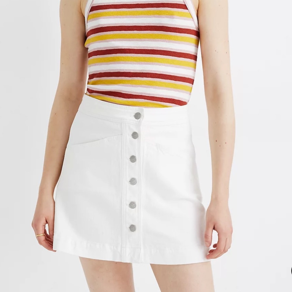 White denim button Madewell skirt